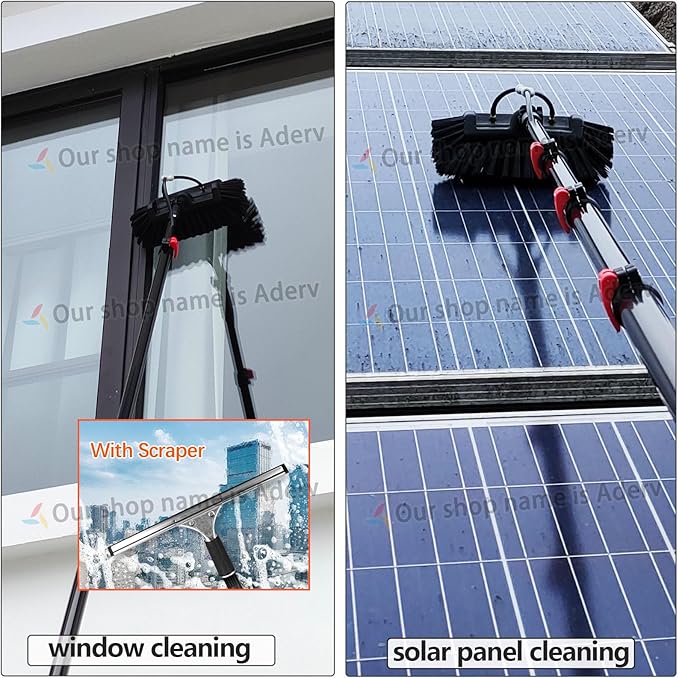 3.6-10.8M Window Cleaning Telescopic Pole,Water Fed Extendable Brush,Suitable for Cleaner Conservatory Roof Photovoltaic Panel Cleaning Extendable Solar Panel Roof Cleaning Tools (10.8M)
