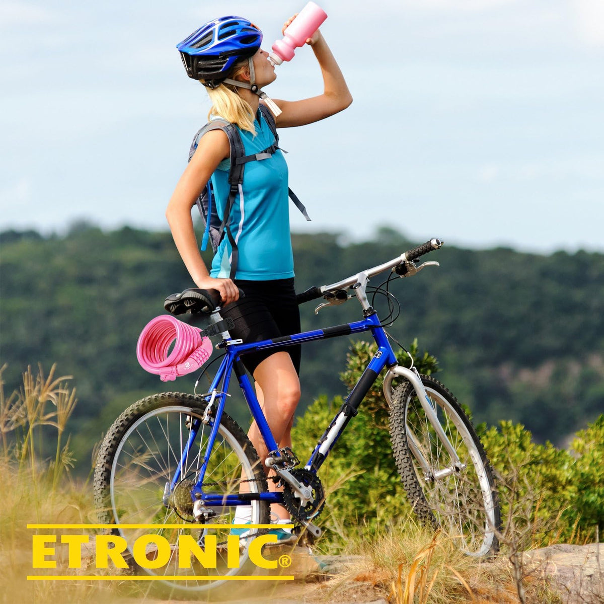 Secure Etronic 6ft Coiled Bike Lock - Resettable Combo Lock with Mounting Bracket