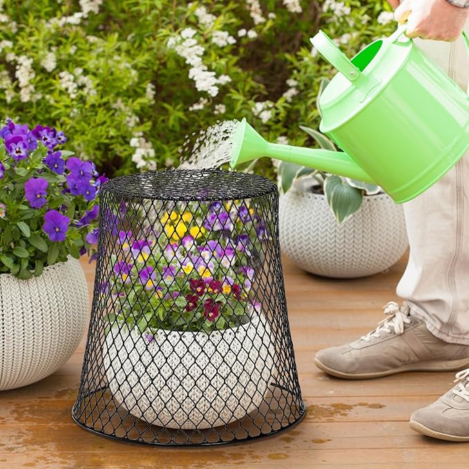 SOUJOY 10 Pcs Chicken Wire Plant Covers, 8 x 8 Inches Metal Garden Cloche with 30 Garden Stakes and 20 Waterproof Labels, Plant Protectors from Animals for Keeping Bunnies Chicken Squirrels Birds Out