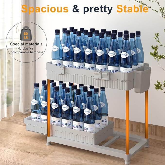 3 Pack Under Sink Organizers, 2-Tier Multi-Use Kitchen and Bathroom Organizers and Storage with Sliding Drawers, Bathroom Cabinet Organizer (Gray, 14.8 Inch)