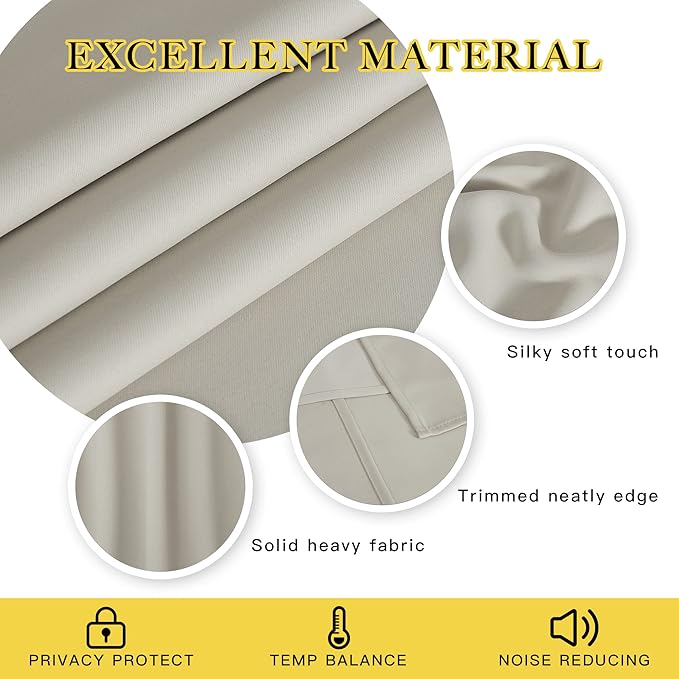 NICETOWN Blackout Natural Large Window Treatment