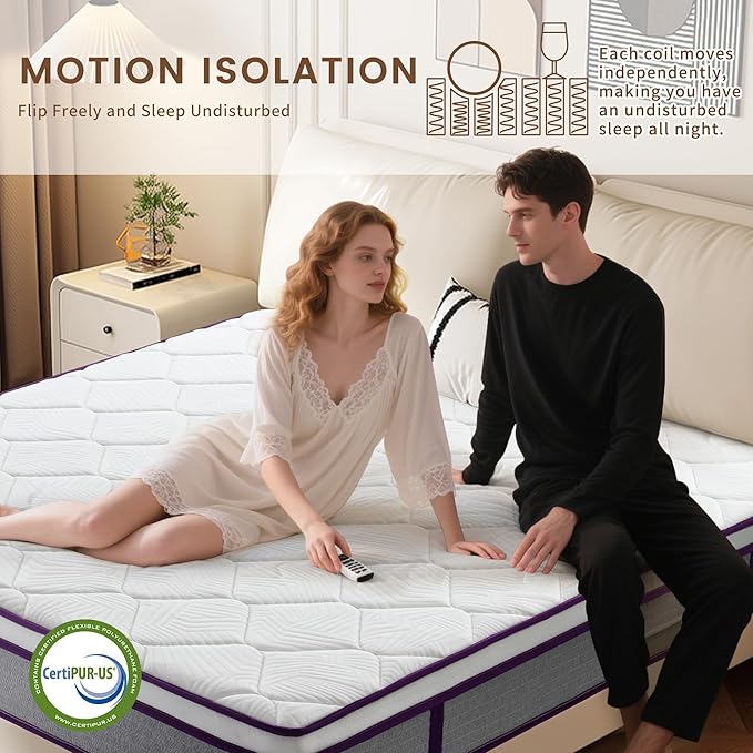 Twin XL Mattress, 10 Inch Memory Foam Mattress with Pocket Spring, Soft & Comfortable Medium Firm, Hybrid Mattresses Twin XL Size Mattresses in a Box for Motion Isolation, Pressure Relief
