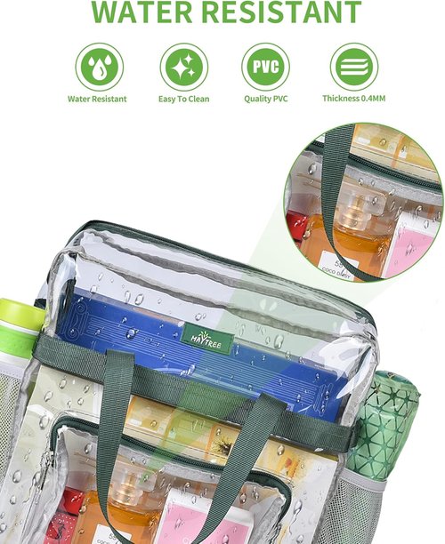 MAY TREE Clear Stadium Bag - Durable 12x6x12 Tote with Reinforced Straps for Events & Gym