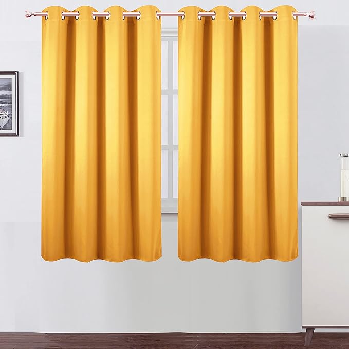 LEMOMO Yellow Blackout Curtains 66 x 63 Inch Length/Set of 2 Curtain