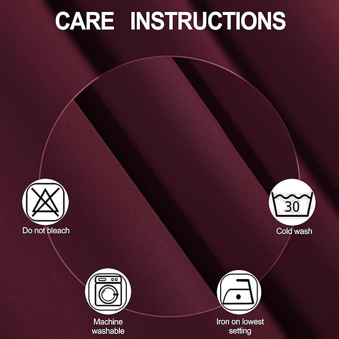 LEMOMO Blackout Curtains 66 x 95 inch/Burgundy Red Curtains Set of 2