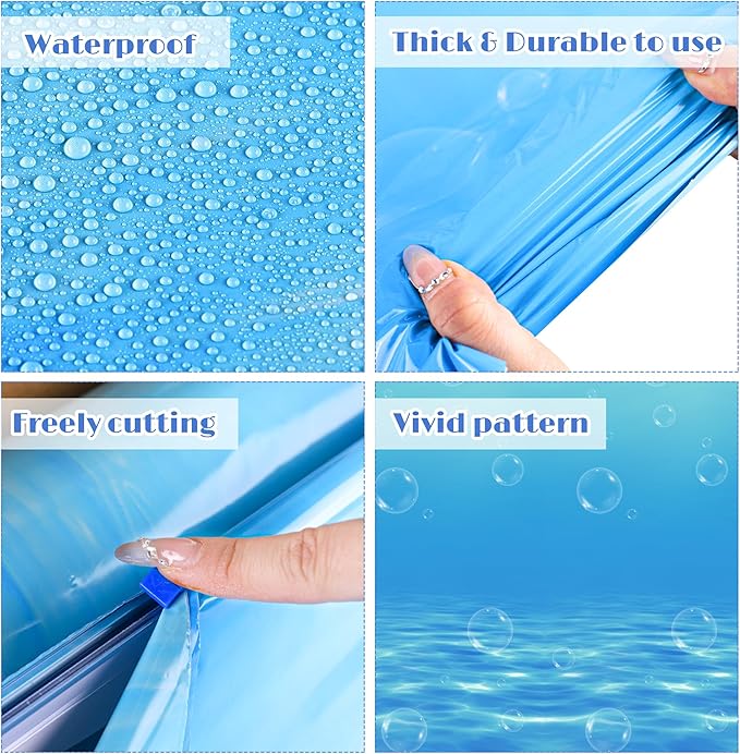 Kochorie 54 Inch x 100 Ft Ocean Waves Plastic Tablecloth Roll in Slide Cutter