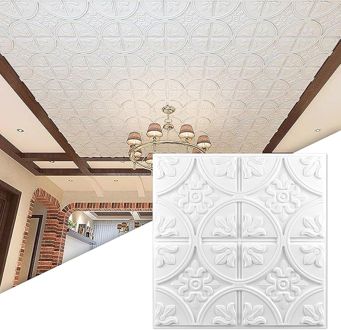 Art3d Drop Ceiling Tiles 24x24in., Wainscoting Panels Glue Up 2ft x 2ft
