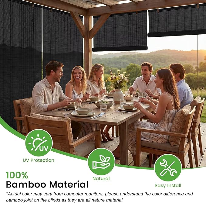 Bamboo Blinds, Custom Sizes Roller Shades