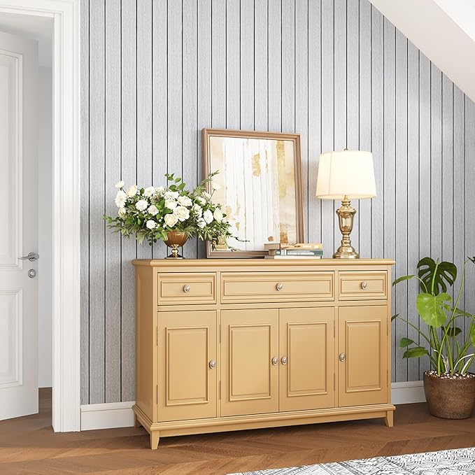 VEELIKE Light Grey Wood Slat Wall Panel Peel and Stick Wood Wall Panels