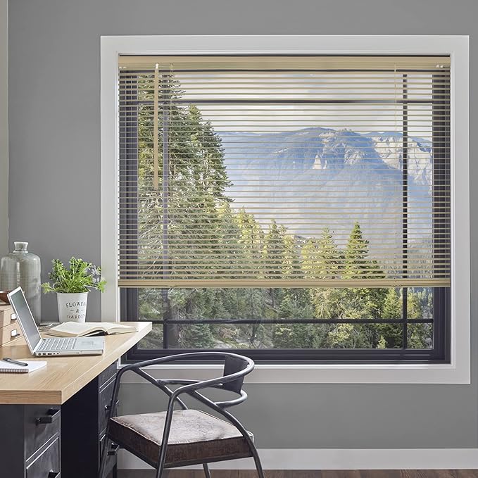 CHICOLOGY Mini Blinds for Indoor Windows – 46"W x 48"H, Cappuccino Horizontal