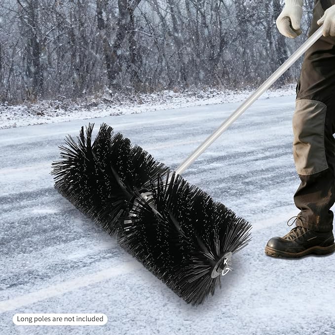 23" Universal Rolling Brush Head for Lawn Mowers – Heavy-Duty Nylon Bristle Attachment for Snow, Turf & Driveway Cleaning, 9-Tooth Inner Shaft, 1.02" Mount Holes