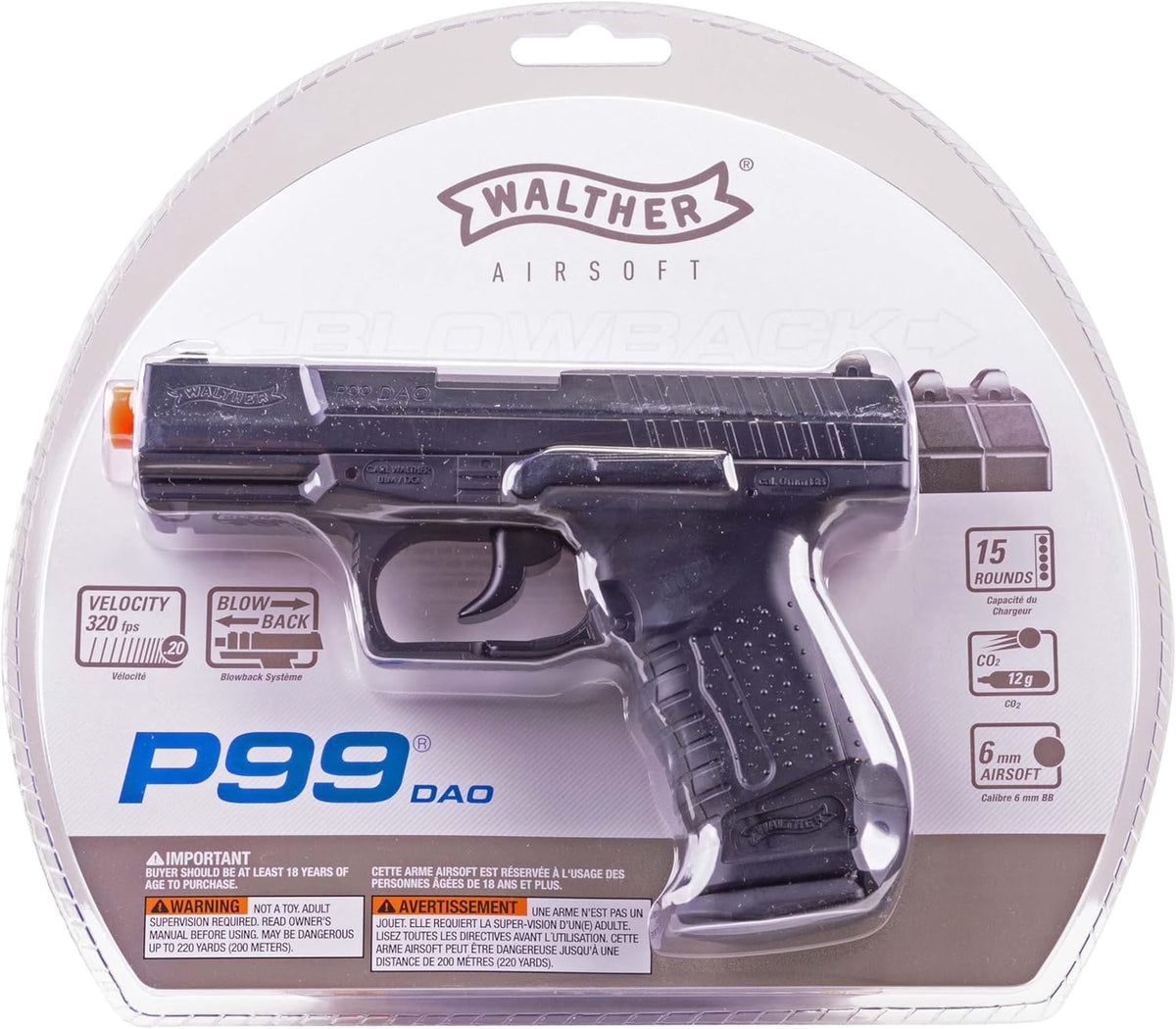 Umarex Walther P99 Airsoft Gun - Blowback CO2 Powered 6mm BB Pistol for Realistic Shooting Experience