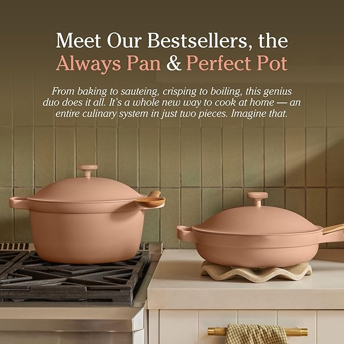 Our Place Cookware Duo - 7-Piece Set Including the Always Pan, Perfect Pot and Spatulas | Multifunctional, Toxin-Free Nonstick | Heat Safe up to 450°F | Oven, Stove, Induction Compatible | Steam