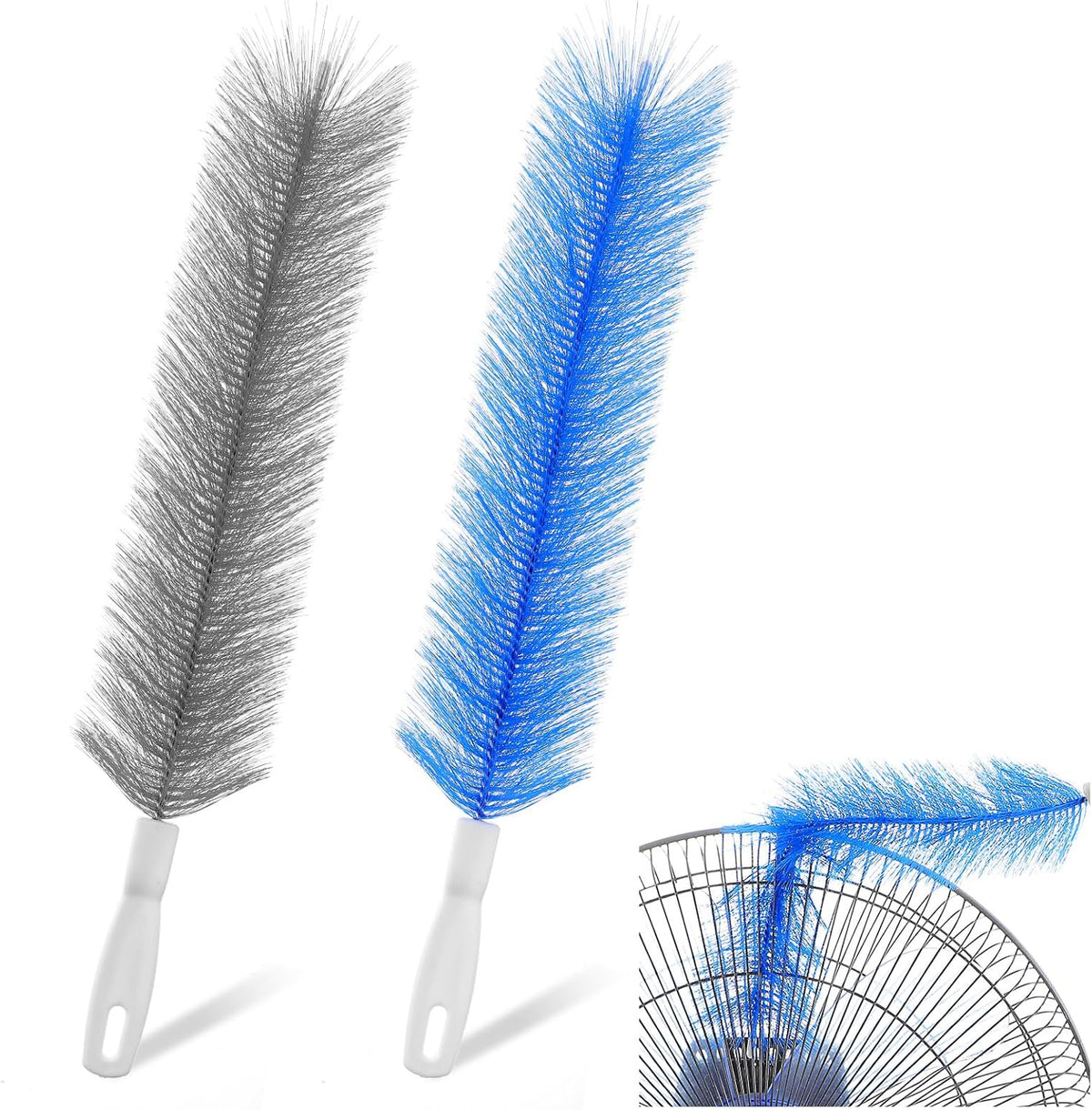 2 Pcs Cobweb Duster, Fan Cleaner Brushes Bendable Fans Cleaning Brush Set Microfiber Head Washable Brush for Air Conditioning Shutters Ceiling Air Vents Curtains Cars Box