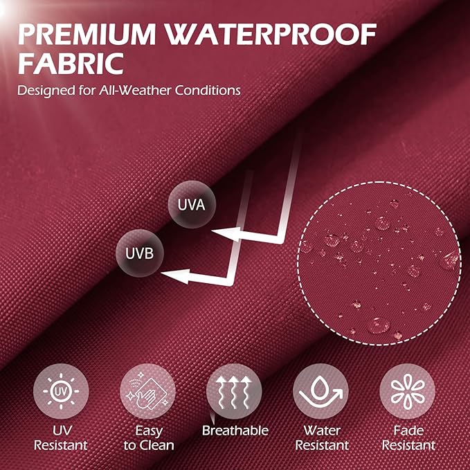 HOMREST 14-Piece Patio Replacement Cushions Set, Deep Seat 25x25 Inch Outdoor Sofa Cushions, Waterproof & Non-Slip Bottom, for 6-Seat Rattan Wicker Sectional Furniture,Burgundy
