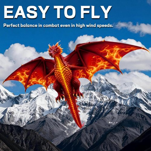 Large Dragon Kite - Easy to Fly for Kids & Adults | 300ft String - Perfect for Outdoor Fun