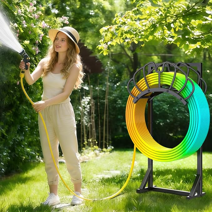 Garden Hose Holder for Outside, Heavy Duty Water Hose Holder Holds 160-Feet Hose, Stable Detachable Hose Stand Storage Hanger Rack for Yard Lawn Farm
