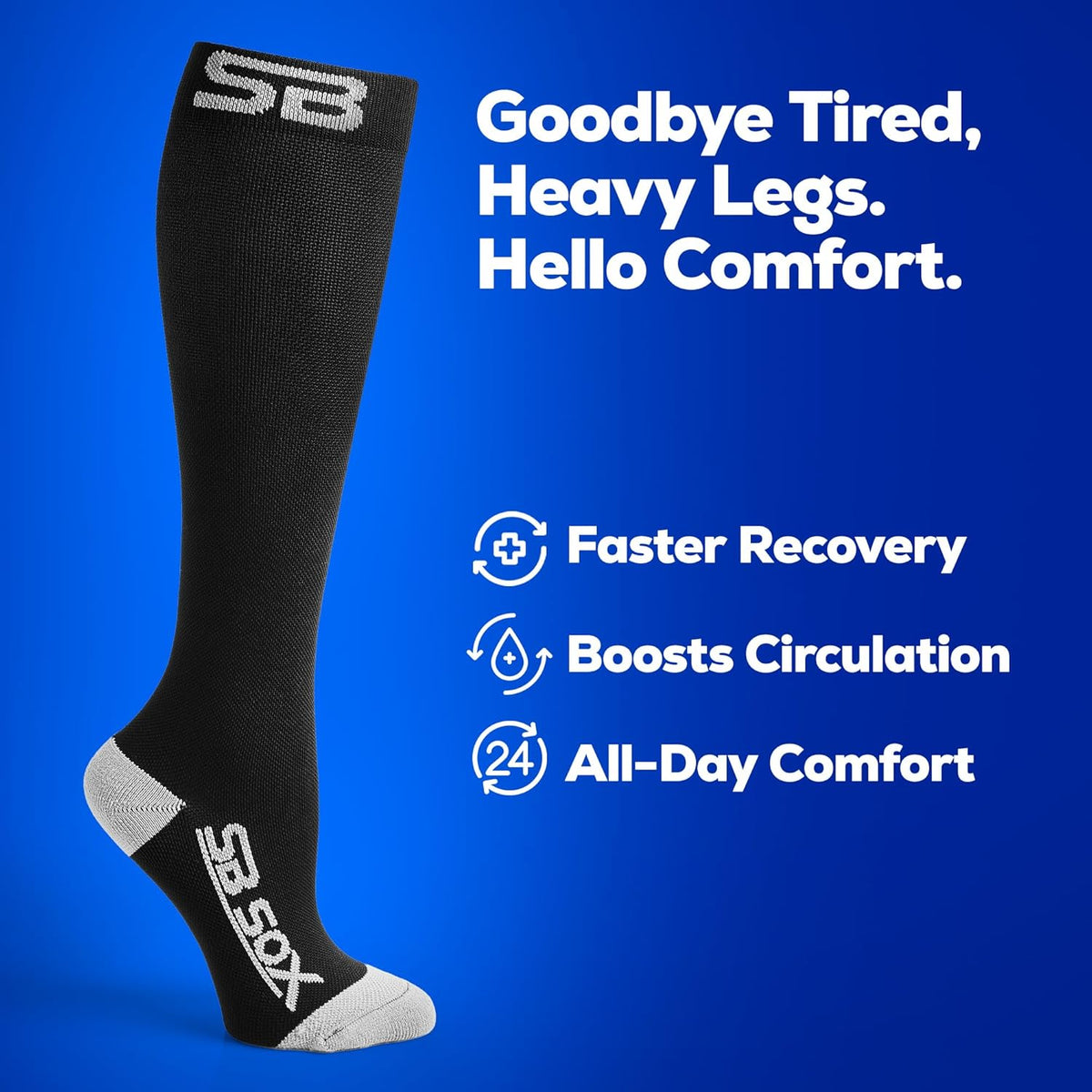 SB SOX Compression Socks - 20-30mmHg Support for Men & Women | Ideal for Travel, Sports, and Daily Use