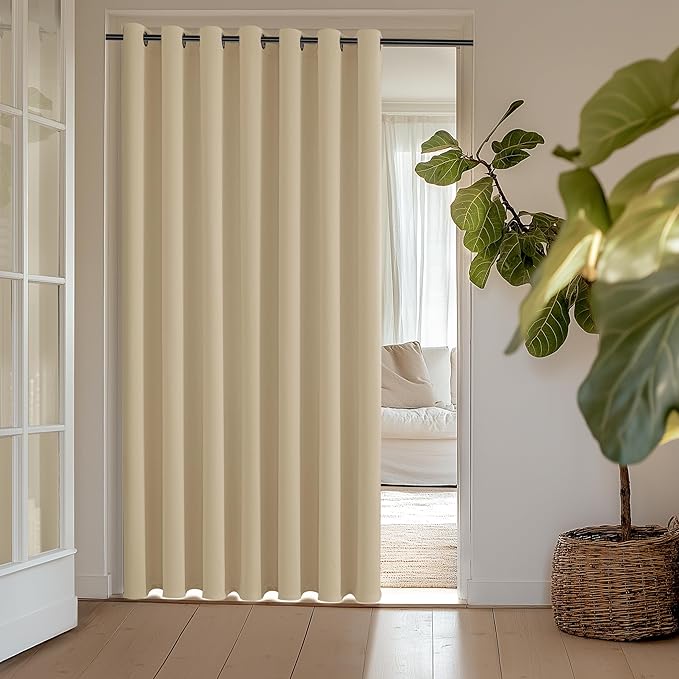 ChrisDowa Room Divider Curtain 108 Inches Long, Wide Blackout Sliding Door