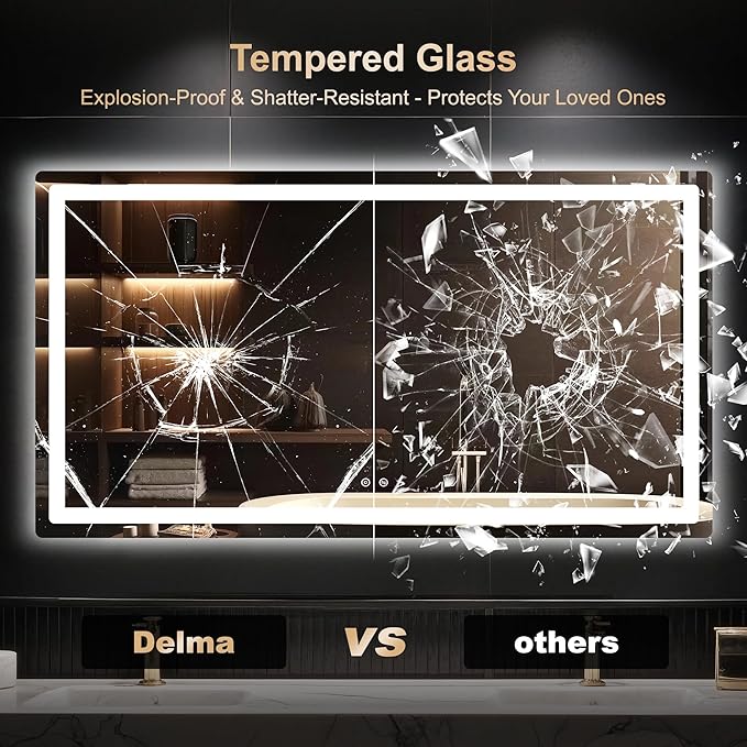 Delma LED Bathroom Mirror with Lights, 30x55 Vanity Mirror