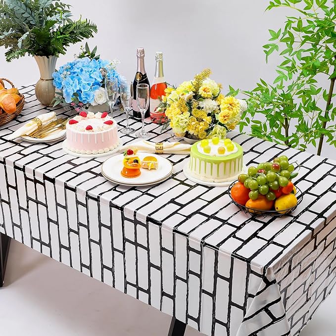 Chuangdi 2pcs 4.5 x 9 Feet Brick Wallpaper Peel and Stick Backdrop Tablecloth