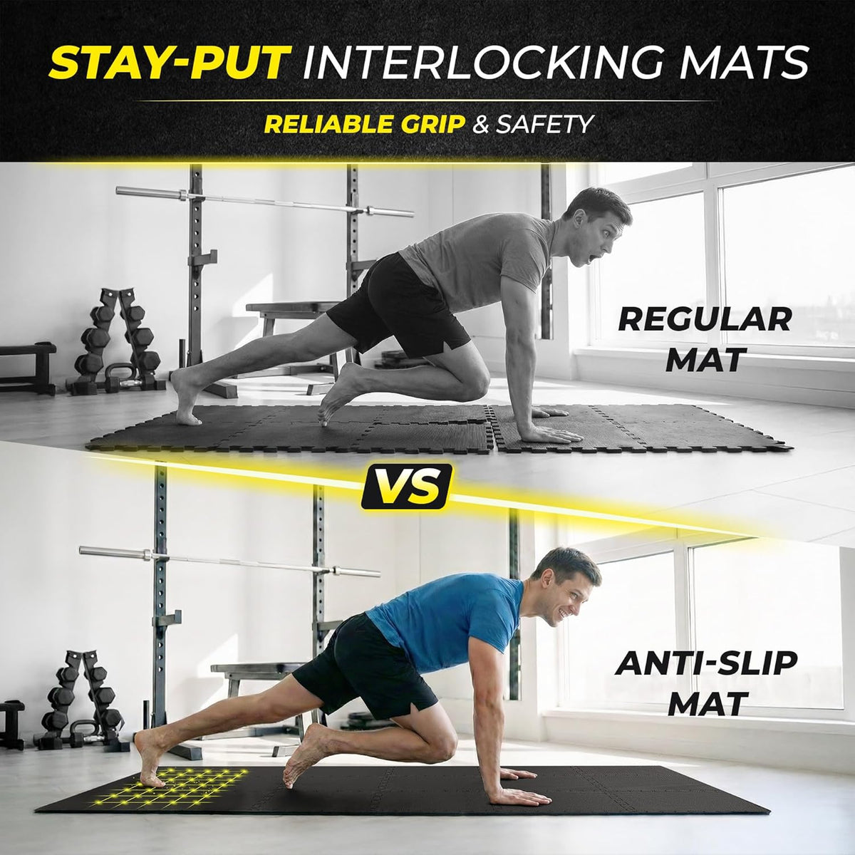 Bemaxx Gym Mats Set - 18 Pcs EVA Interlocking Foam Floor Tiles | 18 Sq Ft Protective Flooring for Home Workouts
