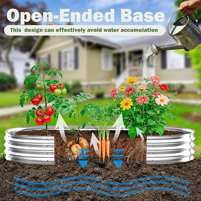 Galvanized Raised Garden Bed Outdoor, 6x3x1ft(2 Pack) Metal Heavy Duty Planter Boxes for Gardening, Easy Assemble Large Oval Plant Container Kit for Vegetables, Flowers, Fruits, Silver