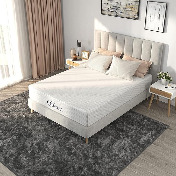 NapQueen Full Mattress, 6 Inch Charcoal Memory Foam Mattress, Full Bed Mattress in a Box, CertiPUR-US Certified, Medium Firm, Breathable Soft Fabric Cover, White