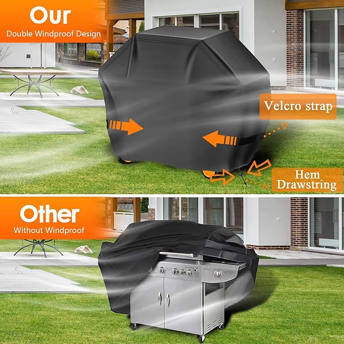 Aoretic Grill Cover, 48 inch BBQ Gas Grill Cover for Outdoor Grill, Charbroil Grill Cover Barbecue Waterproof, Anti-UV for Weber Char-Broil Monument, Dyna-glo Nexgrill Spun Polyester