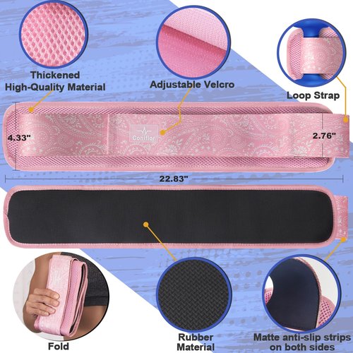 Coniflor Hip Thrust Belt - Adjustable Fitness Belt for Dumbbells, Kettlebells, Plates - Support Up to 100 lbs - Upgrade Slip-Resistant Pad for Safe and Comfortable Glute Workouts at Home or Gym, Pink