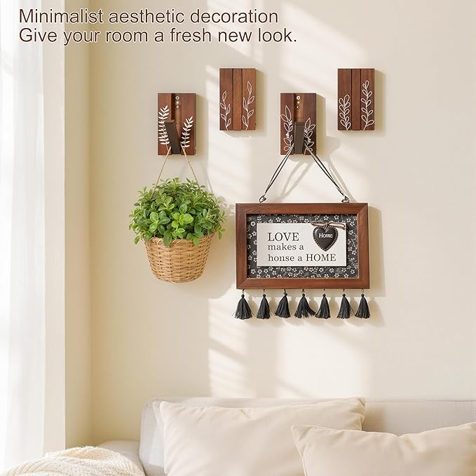 Rustic Folding Wall Hooks: Decorative Wooden Coat Hooks 2Pack Mounted