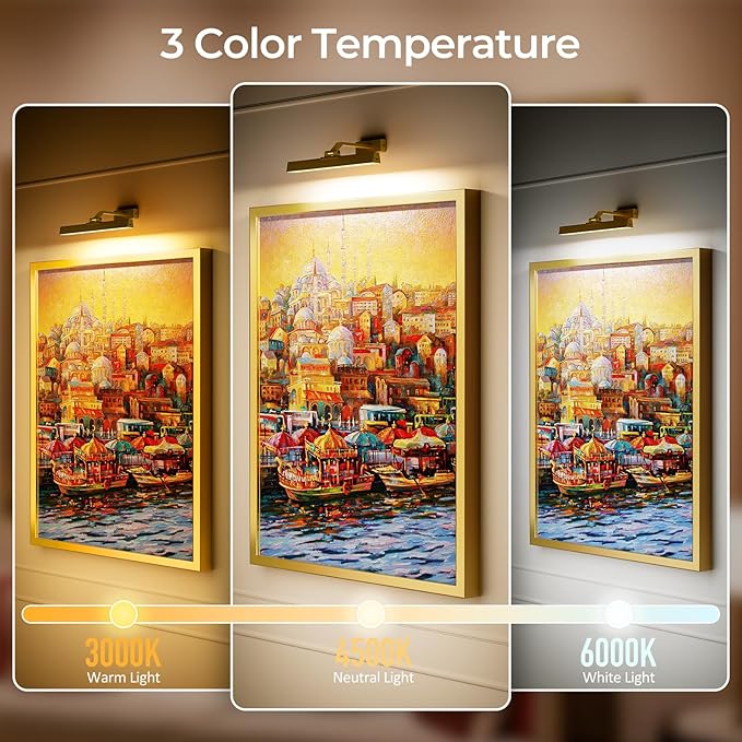 Afyuol Picture Lights for Wall, Battery Operated Picture Light 16in Art Light