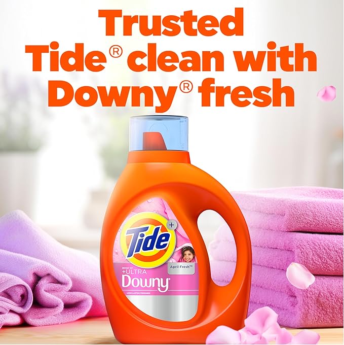 Tide Plus Boost of Ultra Downy Liquid Laundry Detergent, April Fresh Scent, 132 fl oz, 94 Loads, Laundry Detergent Liquid with Long-Lasting Freshness