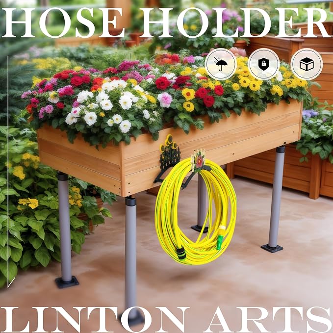 Decorative Garden Hose Holder Wall Mount – Heavy Duty Cast Iron Hose Hanger with Colorful Sunflower Design – Wall Mounted Hose Holders for Outside, Patio, Yard, or Front Door