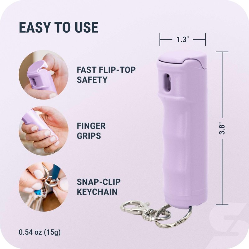 SABRE Pepper Gel Spray with Fast Flip Top Safety & Snap‑Clip Keychain for Self Defense - Max Strength with UV Dye, Finger Grip, Reduces Wind Blowback,10-Sec Spray,14ft Range, Made in USA, 0.54 fl oz