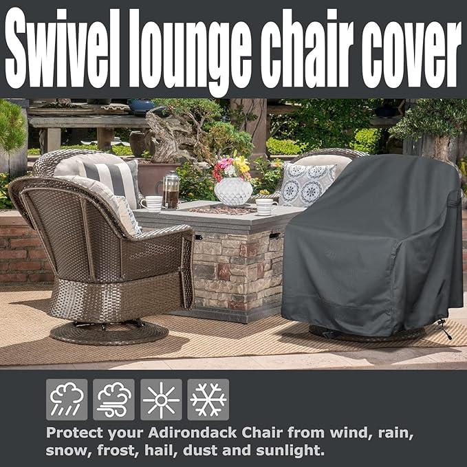 Outdoor Swivel Lounge Chair Cover 2 Pack,Waterproof Heavy Duty Outdoor Chair Covers, (33" W X 35" D X 38.5" H) Patio Furniture Cover for Swivel Patio Lounge Chair