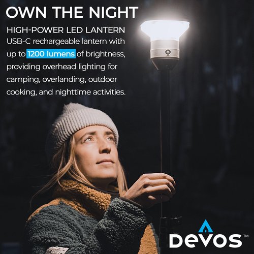 Devos Outdoor LightRanger 1200 - High-Performance LED Tripod Lantern with Adjustable Height, 1200 Lumens Brightness, and Long Battery Life.