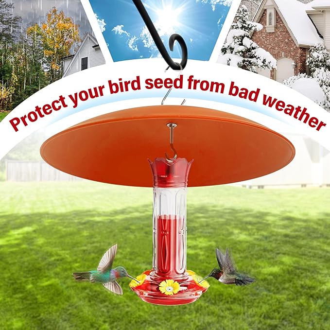 13" Hummingbird Feeder Shade Cover,Bird Feeder Dome Rain Guard,Smart Bird Feeders Umbrella,Weather Guard for Shepherd's Hook Outdoors (Terracotta), 2 Pack