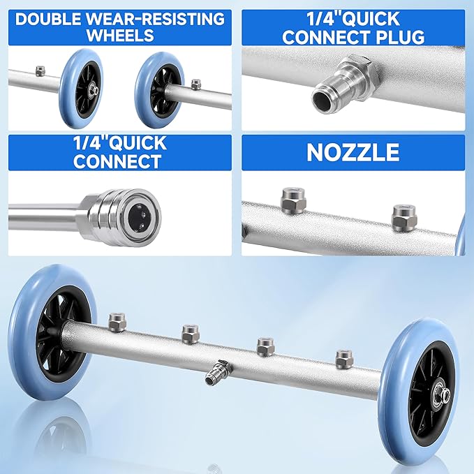 RIDGE WASHER 16 Inch Undercarriage Car Washer, Pressure Washer Under Car Cleaner with 3 Pcs Extension Wand, 4000 PSI