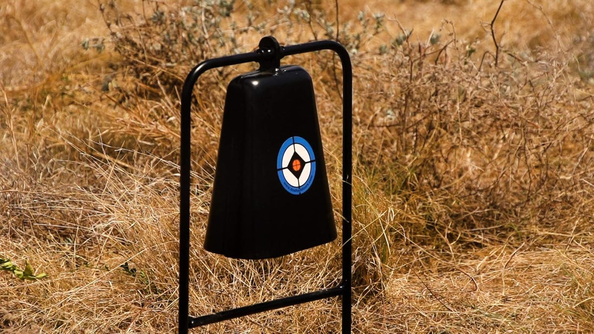 Steel Cow Bell Shooting Target for .22 Caliber - Durable Outdoor Plinking Bell
