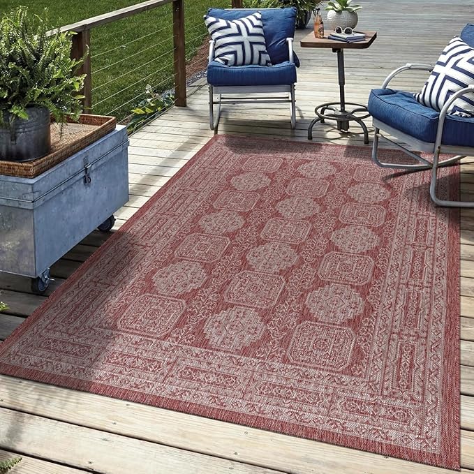 Keen Home Design Terrace Outdoor Area Rug - 10x14 Washable Indoor/Outdoor Rug for Patio, Kitchen, Balcony, Beach, Garden, Deck and Porch, Size: 10'x14'