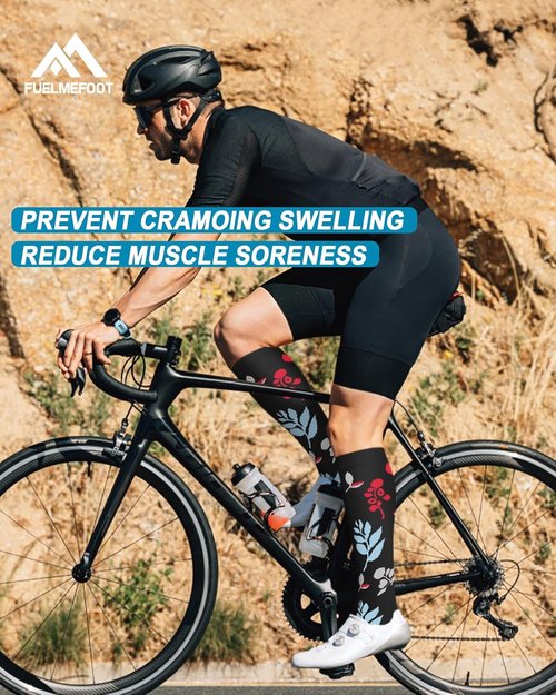 FuelMeFoot Compression Socks - 6 Pairs of 15-20mmHg Knee High Support for Nurses & Athletes