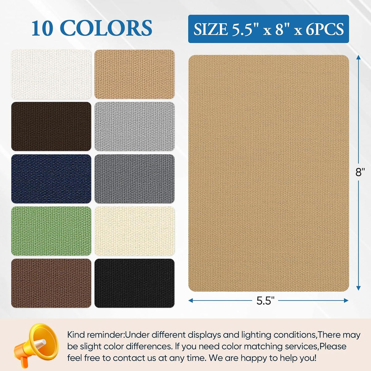 Canvas Repair Patch 5.5 x 8 Inches 6Pcs Self-Adhesive Waterproof Canvas Patch Kit for Repairing Tents,Sofas,Boat Covers,Camping Chair,Awnings,Car Seats.（Khaki）