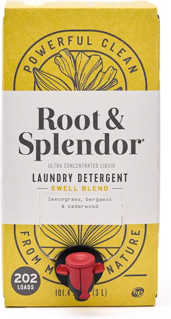 Root & Splendor Ultra Concentrated All Natural Laundry Detergent Liquid - Plant Based, Enzymatic Laundry Soap, Swell Scent, 3 Liter, 200 Loads