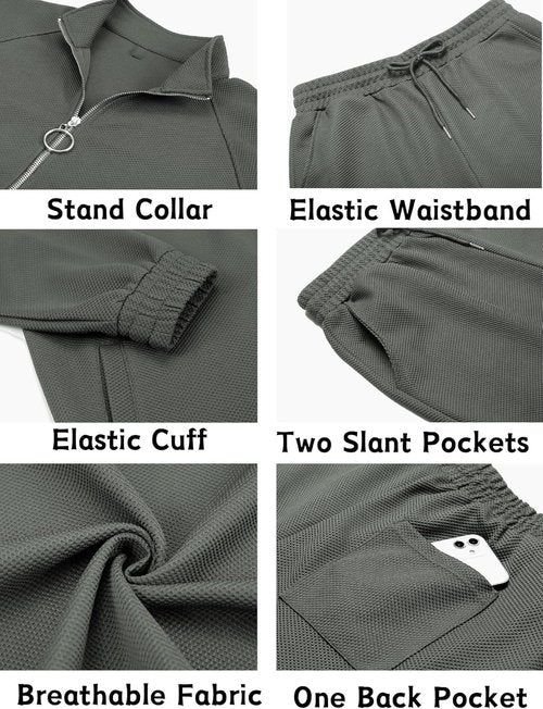 GUYLIGUYQI Mens 2 Piece Sweatsuits for Men Full Zip Casual Track Suits Athletic Jogging Suit Sets Sport Sweat Suit