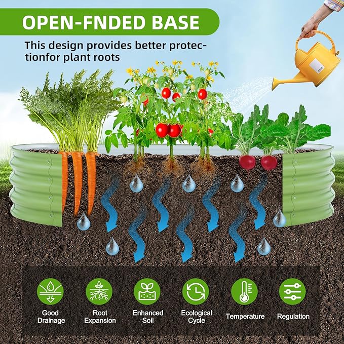 Galvanized Raised Garden Bed, 8×4×1FT Thickening Planter Boxes Outdoor, Raised Beds for Gardening, Easy Assembly Large Garden Bed for Vegetables, Fruits, Flowers (Green, 2-Pack)