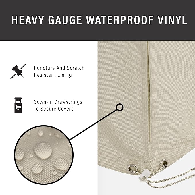 Crosley Furniture Patio Furniture Covers, Waterproof 4-Piece Cover Set for Outdoor Chairs, Sofa, Table, Tan