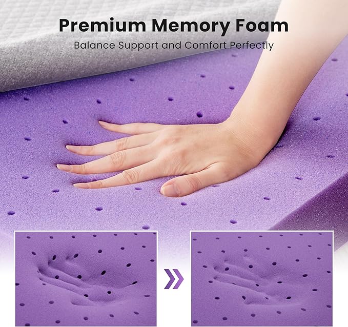 SINWEEK 3 Inch Gel Memory Foam Mattress Topper Queen Size, Pad for Back Pain, Bed Topper with Removable Soft Cover, CertiPUR-US Certified,Grey