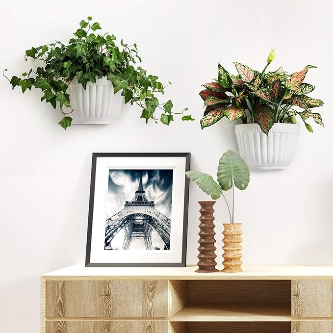 2 Pack White Plastic Wall Hanging Planters