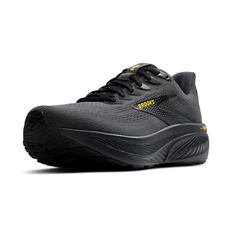 Brooks Men’s Ghost 17 Neutral Running Shoe - Ebony/Black/Yellow - 12.5 Medium
